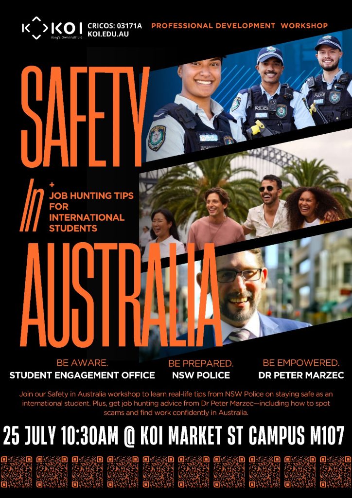 KOI Professional Development Workshop: “Safety in Australia: Awareness and Job-Hunting Tips” event photo 1