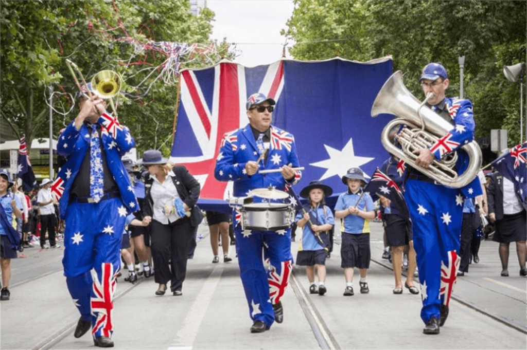 Australia Day community festival with diverse crowd celebrating